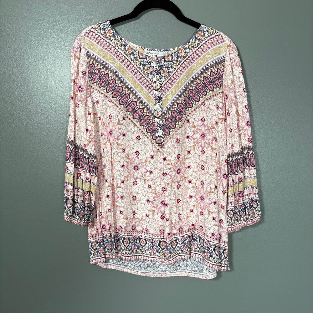 Rafaella Women's Pink Floral Boho Cottage Top - Size Small - Coquette Romantic